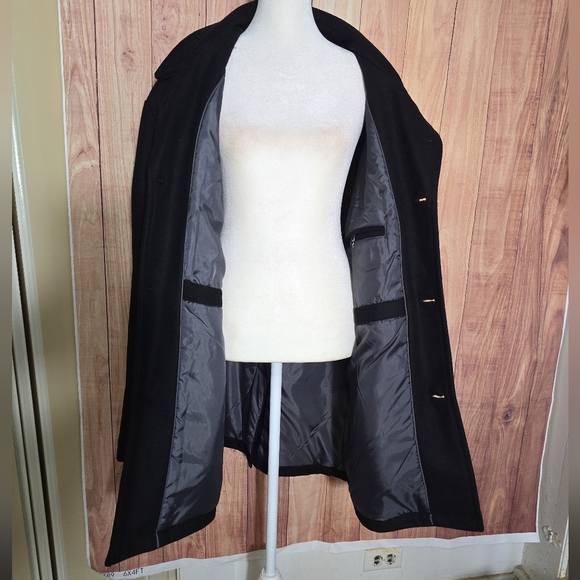 London Fog Collection Men Wool Blend Black Car Overcoat Size XL (Good Condition) - Picture 7 of 11